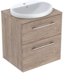 Geberit Selnova Square - Szekrény mosdókagylóval, 59x50x70 cm, 2 fiókkal, hikoridió, diófa 502.870. 00.1 (502.870.00.1)