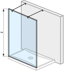 Jika Pure - Fix üvegfal, két merevítővel, 1200x2000 mm-es, Jika Perla Glass kivitelben. H2674200026681 (H2674200026681)