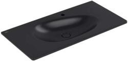 Villeroy & Boch Antao - Bútor mosdókagyló 100x50 cm, túlfolyó nélkül, keverőfurattal, CeramicPlus, Pure Black 4A76A2R7 (4A76A2R7)