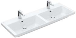 Villeroy & Boch Subway 3.0 - Dupla mosogató 1300x470 mm, túlfolyóval, csaptelepekhez való furatokkal, CeramicPlus, Stone White 4A71D5RW (4A71D5RW)