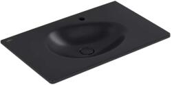 Villeroy & Boch Antao - Bútor mosdókagyló 80x50 cm, túlfolyó nélkül, keverőfurattal, CeramicPlus, Pure Black 4A7581R7 (4A7581R7)
