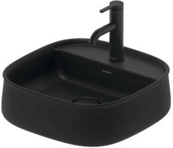 Duravit Zencha - Pultra szerelhető mosdókagyló 420x420 mm, túlfolyó nélkül, keverőnyílással, DuraCeram, WonderGliss, antracit matt 23744213711 (23744213711)