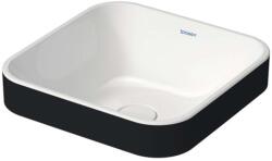 Duravit Happy D. 2 Plus - Mosdókagyló süllyesztett tálcával, 400x400 mm, túlfolyó nélkül, WonderGliss, fehér/antracit matt 23594061001 (23594061001)