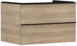 Hansgrohe Xelu Q - Mosdószekrény, 50x78x55 cm, 2 fiókos, natúr tölgy/matt fekete 54076670 (54076670)