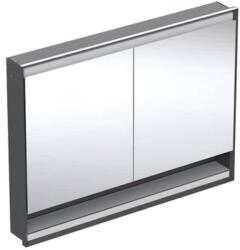 Geberit ONE - Tükrös szekrény LED világítással, 1200x900x150 mm, 2 ajtó, fülkével, beépített, matt fekete színű 505.825. 00.7 (505.825.00.7)