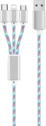 2GO 3in1 USB LED Kabel blau Micro-USB, Lightning, USB-C 1m (797316) (797316) (797316)