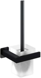 Omnires Nelson - Falra szerelhető WC-kefe tartóval, tejüveg/ matt fekete NL80620BL (NL80620BL)