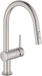 GROHE MintaTouch - Elektronikus mosdókagyló-keverő kihúzható zuhanyzóval, supersteel 31358DC2 (31358DC2)