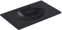 Villeroy & Boch Antao - Bútor mosdókagyló 80x50 cm, túlfolyóval, keverőfurattal, CeramicPlus, Pure Black 4A7584R7 (4A7584R7)