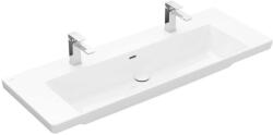 Villeroy & Boch Subway 3.0 - Dupla mosdókagyló 1300x475 mm, túlfolyóval, csaptelepfuratokkal, CeramicPlus, Stone White 4A70D4RW (4A70D4RW)