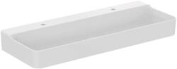 Ideal Standard Conca Ceram - Dupla mosdókagyló 1200x450 mm, túlfolyó nélkül, csaptelepfuratokkal, fehér színben T380801 (T380801)
