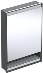 Geberit ONE - Tükrös szekrény LED világítással, 600x900x150 mm, jobb oldali zsanérokkal, fülkével, beépített, matt fekete színben. 505.821. 00.7 (505.821.00.7)