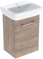 Geberit Selnova Square - Szekrény mosdókagylóval, 45x65x32 cm, 1 ajtó, L/P, hickory diófa 502.748. 00.1 (502.748.00.1)