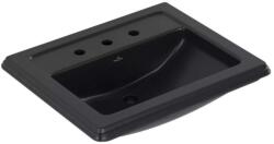 Villeroy & Boch Hommage - Mosdókagyló 630x525 mm, túlfolyóval, 3 csapfurattal, CeramicPlus, Pure Black 7102A1R7 (7102A1R7)