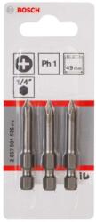 Bosch Tartozékok - PH1 bitkészlet, hossza 49 mm, 3 db 2607001526 (2607001526)