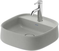 Duravit Zencha - Pultra szerelhető mosdókagyló 420x420 mm, túlfolyó nélkül, csapfurattal, DuraCeram, matt szürke 2374426771 (2374426771)