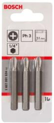 Bosch Tartozékok - PH3 bitkészlet, hossza 51 mm, 3 db 2607001524 (2607001524)