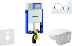 Geberit Kombifix - Modul fali WC-hez nyomógombos Sigma20, fehér/fényes króm + Duravit D-Code - WC és ülőke, perem nélküli, SoftClose 110.302. 00.5 NH4 (110.302.00.5 NH4)
