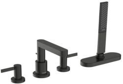 Hansgrohe Finoris peremre szerelhető kádcsaptelep sBox-szal, szálcsiszolt fekete króm 76444340 (76444340)
