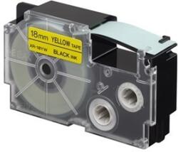 Casio XR-18YW1, 18mm x 8m, черен печат/жълт фон, оригинален лента (XR-18YW1)