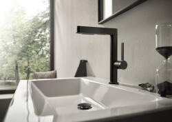 Hansgrohe Finoris mosdócsaptelep 230 kihúzható kifolyóval, lefolyógarnitúrával szálcsiszolt fekete króm 76063340 (76063340)