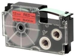 Casio XR-12RD1, 12mm x 8m, черен печат/червен фон, оригинален лента (XR-12RD1)