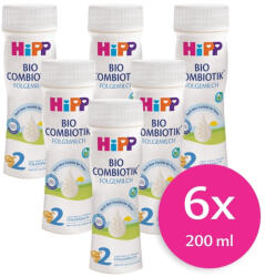 HiPP 6x HiPP Tápláló folyékony tej alapú csecsemőtápszer 2 BIO COMBIOTIK®, 200 ml, 6 hónapos kortól