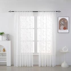  FLORIA fehér függöny virágmintával 140x250 cm Felfüggesztés: Hullámos sínszalag
