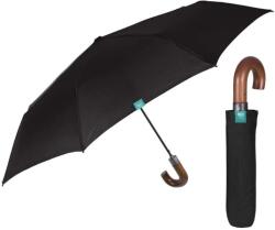 PERLETTI Чадър Perletti 58/8 Automatic 3 Sect Black + Wooden Curved Handle umbrella - Green (Multicolor)