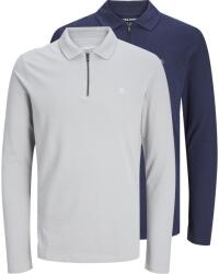 JACK & JONES Блуза с яка Jack and Jones Men's Long-Sleeve Polo Shirt - Grey/Navy Blazer