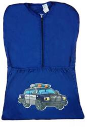  Pamut vállfás oviszsák zsebbel és cipzárral - Kék rendőrautó