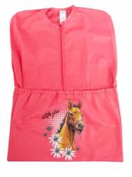  Pamut vállfás oviszsák zsebbel és cipzárral - Rózsaszín lovacska