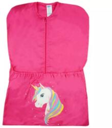  Pamut vállfás oviszsák zsebbel és cipzárral - Rózsaszín unikornis