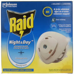 Raid Night & Day 240 órás szúnyog- és légyirtó párologtató készülék + 1db utántöltő (5000204406634)