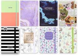 Gumis notesz A6 vonalas, 80 lap mix (7501621)