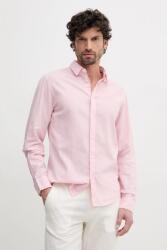 Pepe Jeans len ing ARNAU férfi, galléros, rózsaszín, regular, PM308844 - rózsaszín XXL