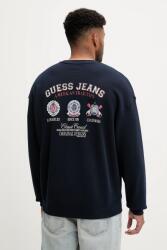 Guess Jeans pamut melegítőfelső sötétkék, nyomott mintás, M5YQ13 KCPR1 - sötétkék M