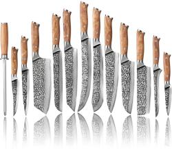 HARAHU ZA-37486 damaszk konyhakés készlet - Barna KP37486