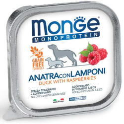 Monge Monoprotein Fruits Paté 150g Alutálca Kacsa + Málna - tenyesztoitap