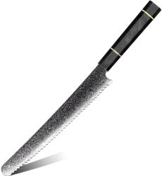 HARAHU Cuțit de bucătărie damasc TS-37453 - Bread / Negru KP37453