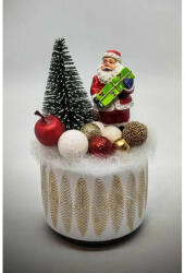 Beauty Nails Télapó - arany-fehér-piros gömbökkel - karácsonyi asztaldísz - arany mintás fehér kaspóban - 10