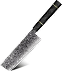 HARAHU Cuțit de bucătărie damasc TS-37450 - Nakiri / Negru KP37450
