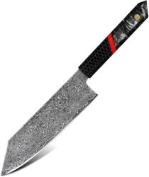 HARAHU Cuțit de bucătărie damasc ZA-37443 - Cleaver / Negru / Roșu KP37443