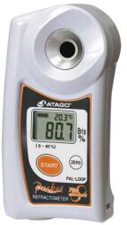 ATAGO PAL-LOOP digitális refraktométer Brix érték (0, 0-85％, 0, 1%, 10-100°C között) egyszeri és folyamatos mérésére, 100 mérés rögzítése, NFC adatátvitel (3842)