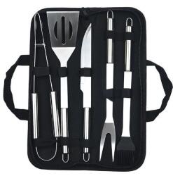 Cyrax Set 5 Ustensile pentru Gratar, Cyrax, din Otel Inoxidabil, Geanta Oxford, Argintiu (129025)