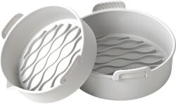 Cyrax Set 2 tavi din silicon ecologic pentru air fryer Cyrax, 18.7 x 19.5 x 7 cm gri (125195)