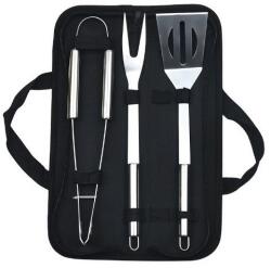 Cyrax Set 3 Ustensile pentru Gratar, Cyrax, din Otel Inoxidabil, Geanta Oxford, Argintiu (129024)