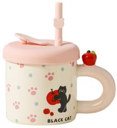 Cyrax Cana din Ceramica cu Capac si Pai, Model Cute D Capacitate 380ml (134648)