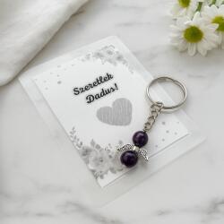 MyVanilla Szeretlek Dadus! Ajándékkártya & Ametiszt Angyal Kulcstartó Csomag