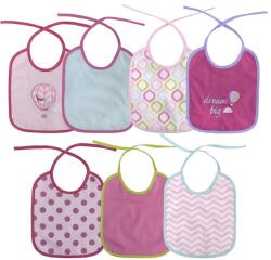 Lorelli Set 7 bavete, bumbac, 23x20 cm, inchidere cu snur, pink Bavata